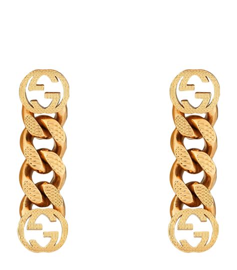 gucci interlocking g earrings gold|gucci g motif earrings.